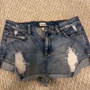 rolled denim shorts
